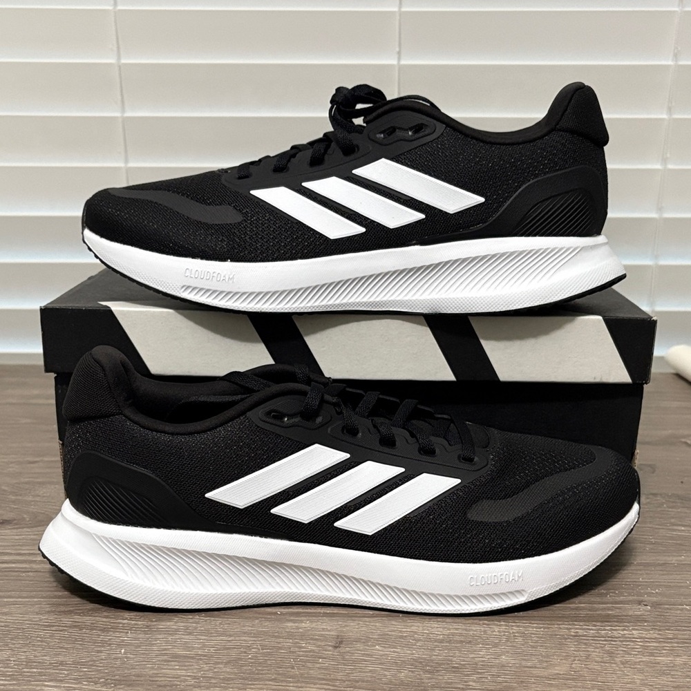 Adidas Men's Runfalcon 5 Sneaker, Black/ White/Black Size 9.5